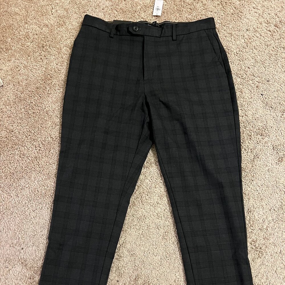 Banana Republic Factory Grayson Slim-Tapered Pants – Plaid Charcoal, Men's 34x34